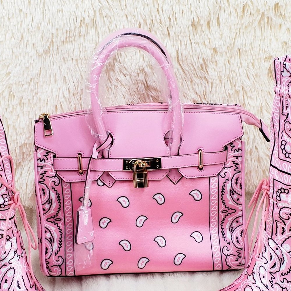 Baby Pink Bandanna Purse Clutch Bandana